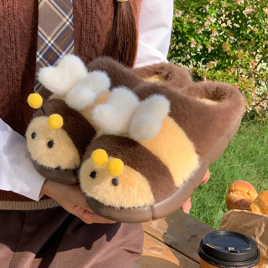 Honeybee Fluffy Cozy Slippers