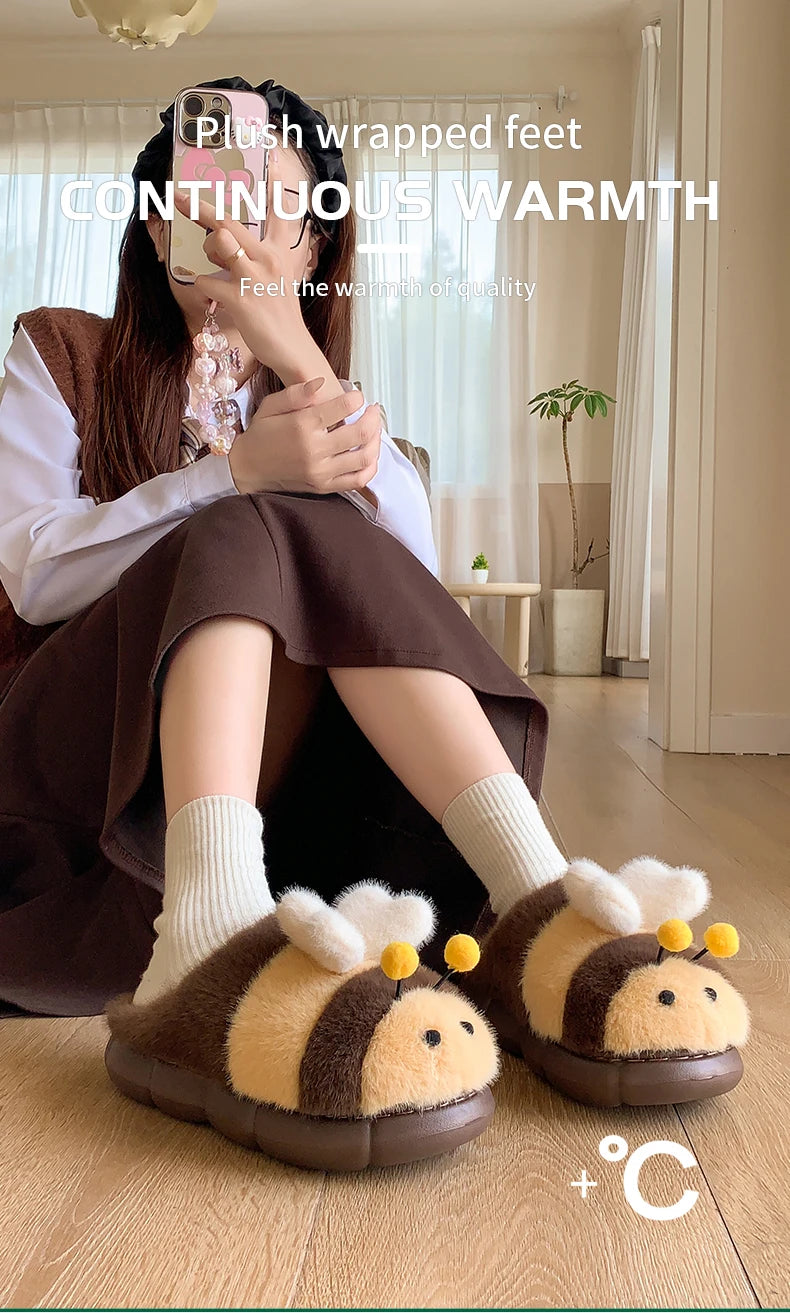 Honeybee Fluffy Cozy Slippers